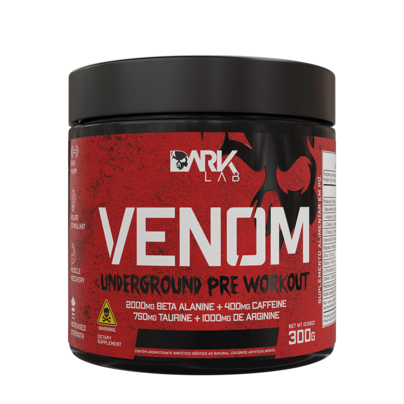 Pre Workout Venom 300g Underground Pre Workout Dark Lab, Beta Alanine, Cafeina, Taurine, Arginine
